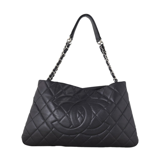 Chanel CC Zip Expandable Shoulder Bag Quilted Black