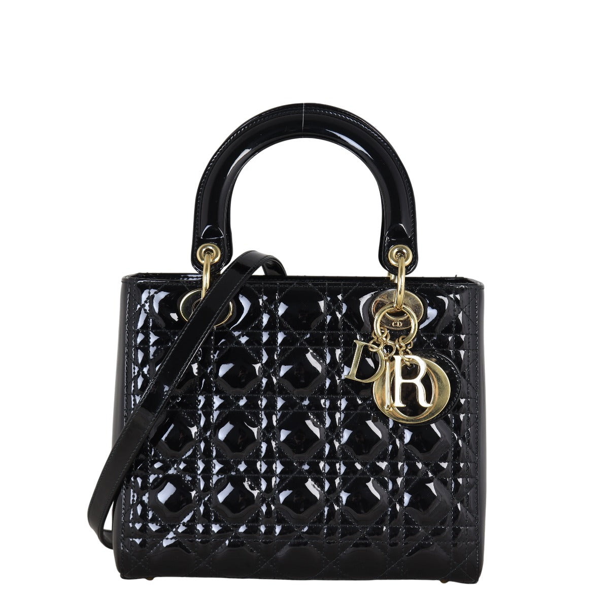 Dior Lady Patent Handbag Medium Travel Bag
