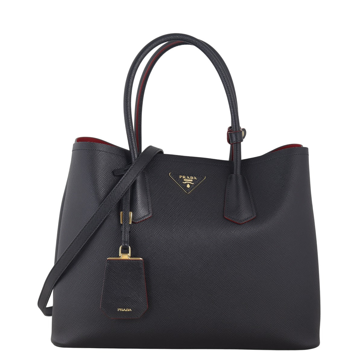 Prada Saffiano Cuir Double Bag Medium Travel Bag