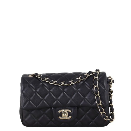 Chanel Classic Flap Mini Rectangular Bag Lambskin Quilted Black Crossbody Bag Lambskin 19112025