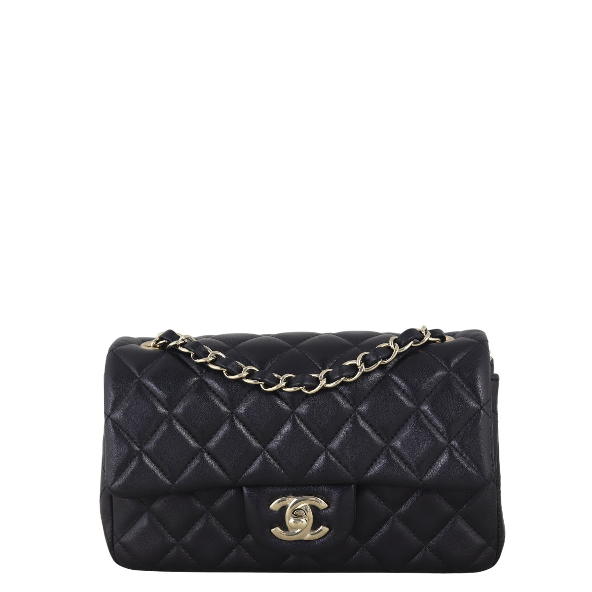 Chanel Classic Flap Mini Rectangular Bag Lambskin Quilted Black Crossbody Bag Lambskin 19112025