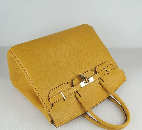 Hermes Luxury Birkin Cm Togo Handbags Yellow Golden Leather Travel Bag