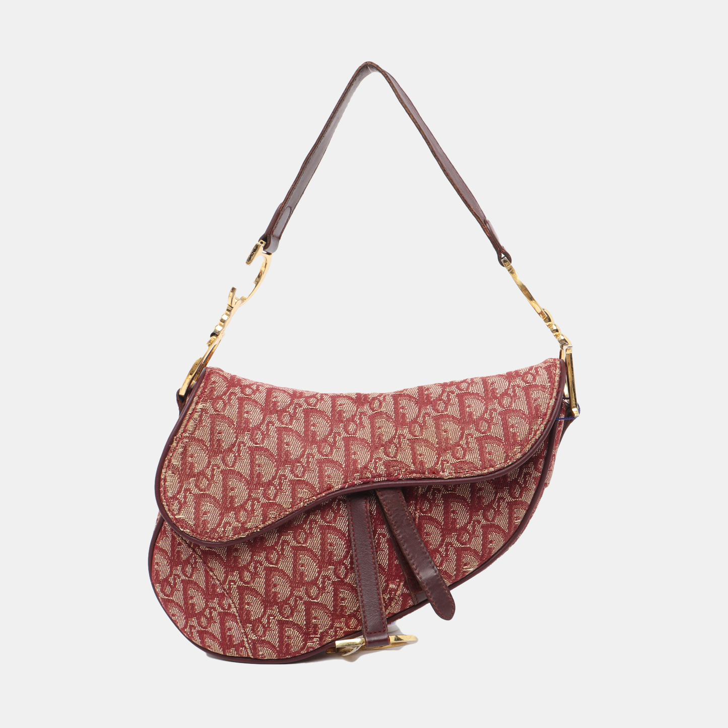 Dior Saddle Burgundy Oblique Handbag Red Travel Bag