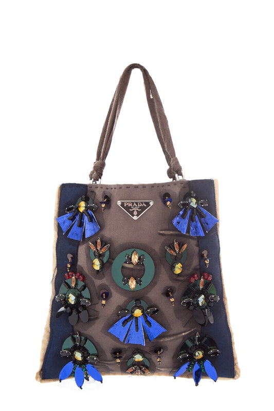 Prada Silk Handbag Black Travel Bag