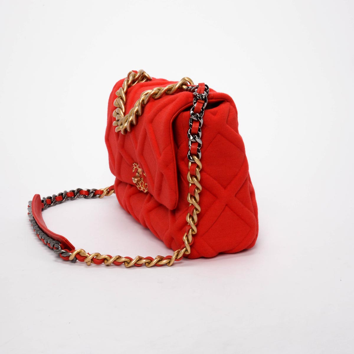 Chanel Red Quilted Jersey Large 19
