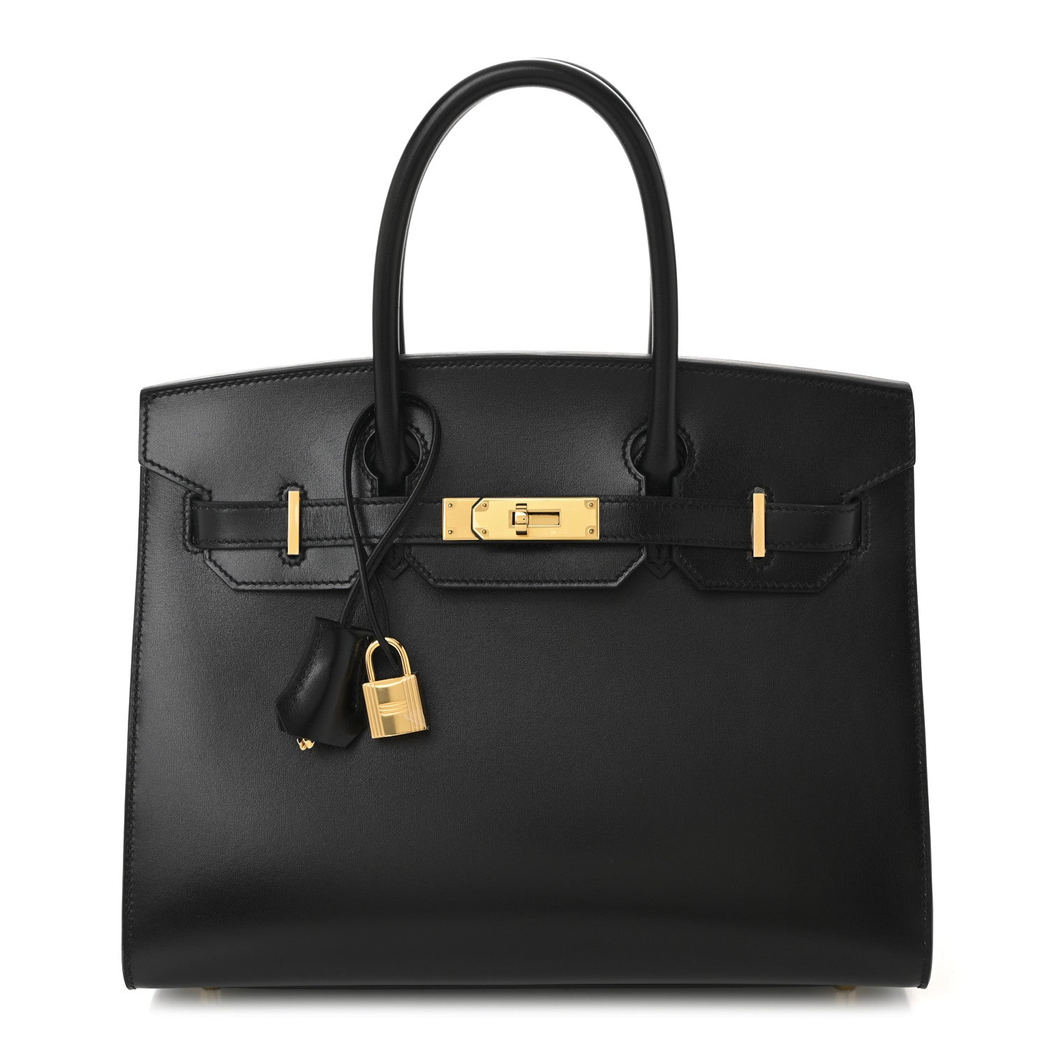 Hermes Box Birkin Sellier Handbag Black Travel Bag 30 Black 1769140