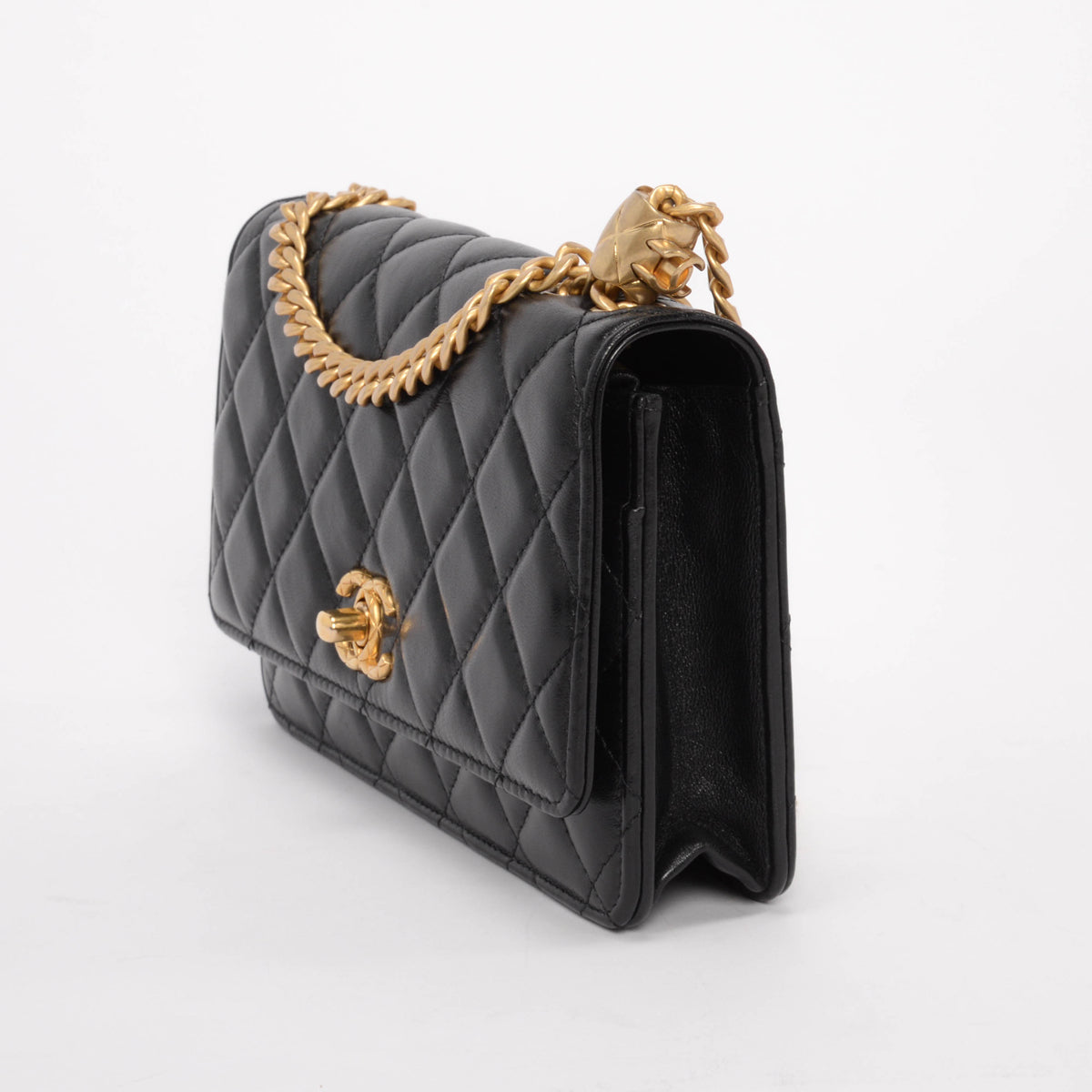 Chanel Black Quilted Lambskin Pillow Crush Wallet On Chain Bag