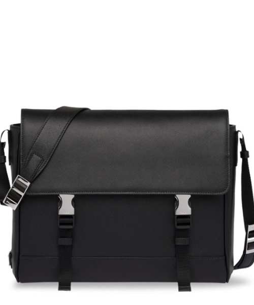 Prada Shoulder Bag Leather Saffiano Black Shoulder Bag Black