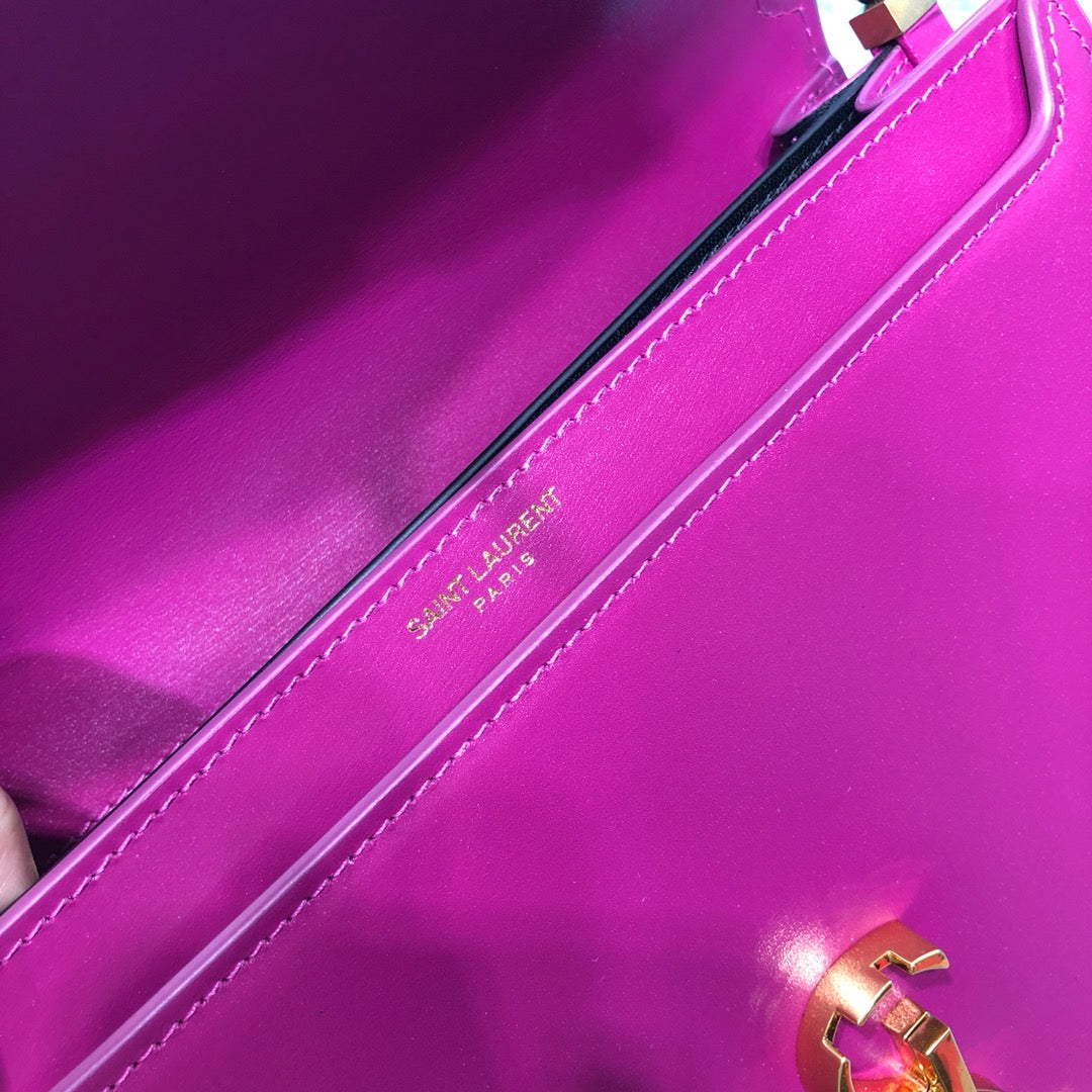 YSL Saint Laurent Cassandra Dark 8.7in 22cm Pink Medium Chain Handbag