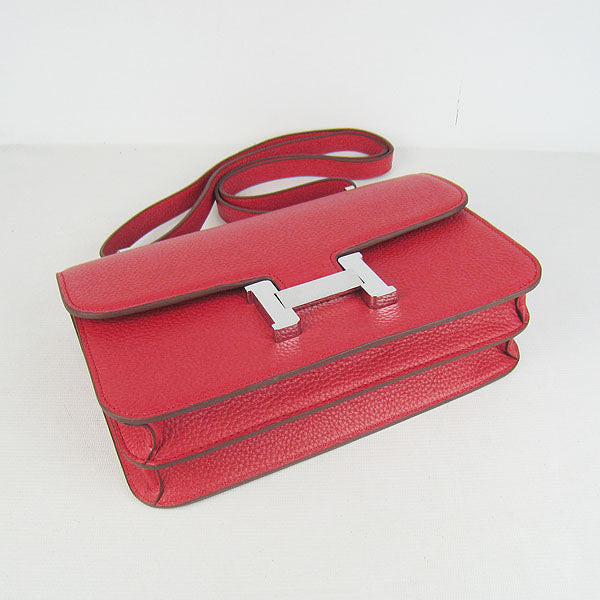 Hermes Luxury Calf Message Bag H Leather Red Travel Bag