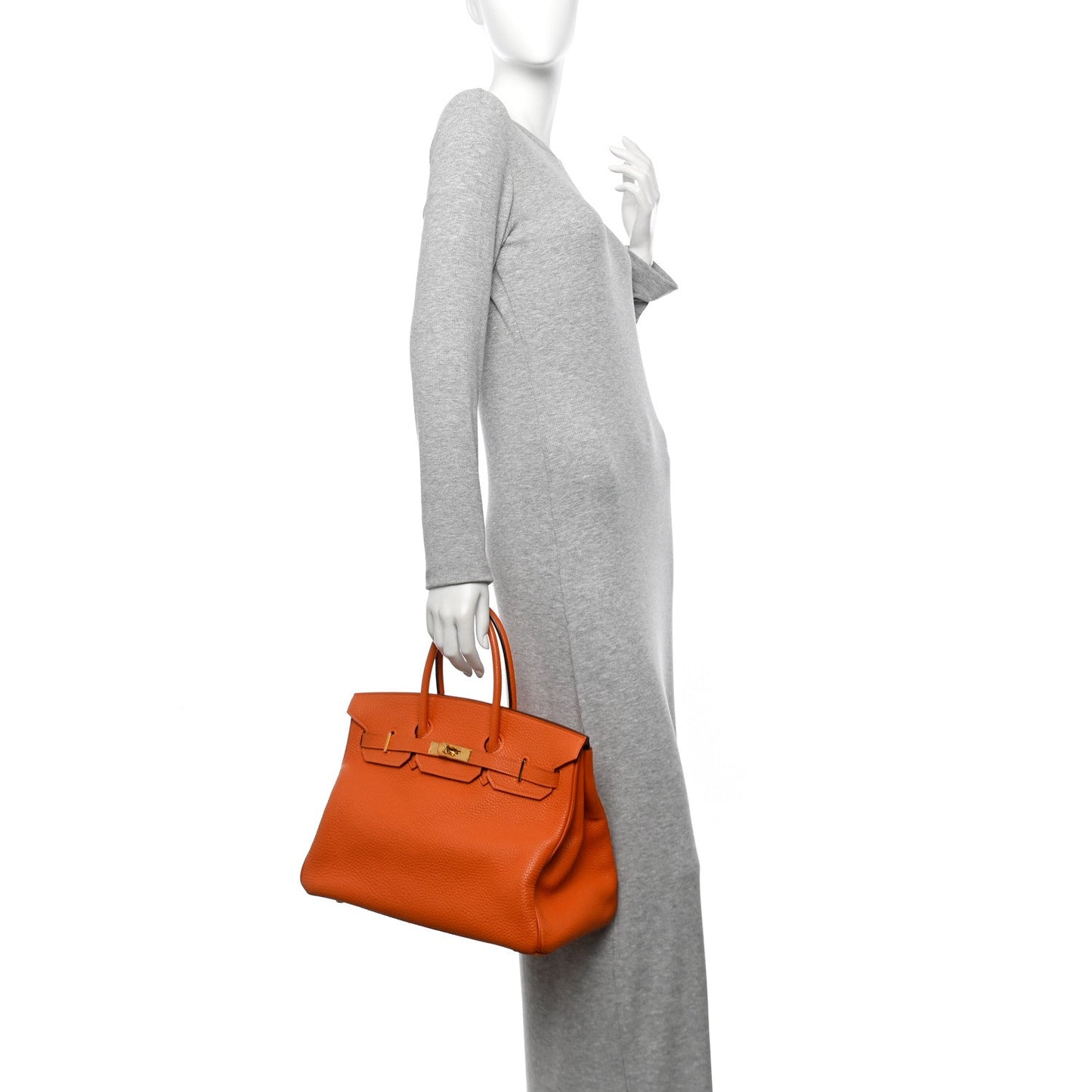 Hermes Fjord Birkin Handbag Orange Travel Bag
