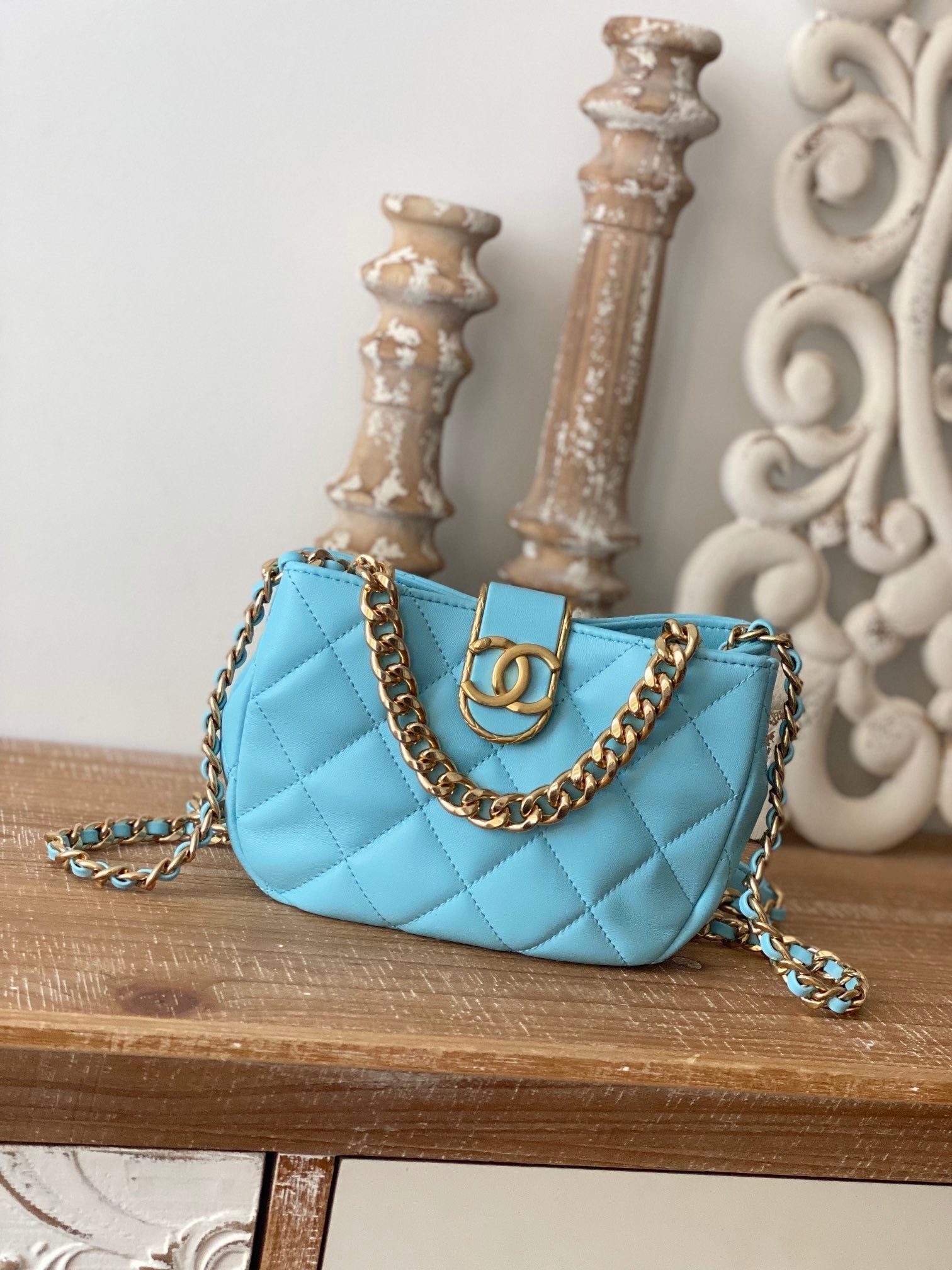 CHLSmall Hardware , ’s , Blue Gold Shoulder Bag