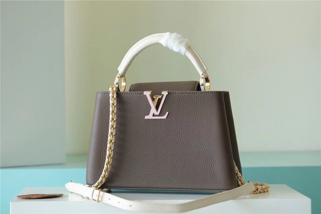 Top Quality Capucines Bb Taurillon Smokey Creme Brown Pink Crossbody Bag M59516 9742