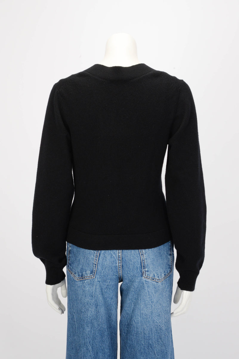 Chanel Black Cashmere Crystal Button Cardigan FR 40 Apparel