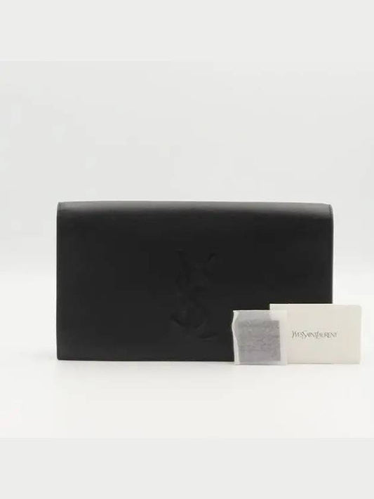 YSL Saint Laurent Trending Yip Stitched Flap Clutch Leather Black Clutch Bag