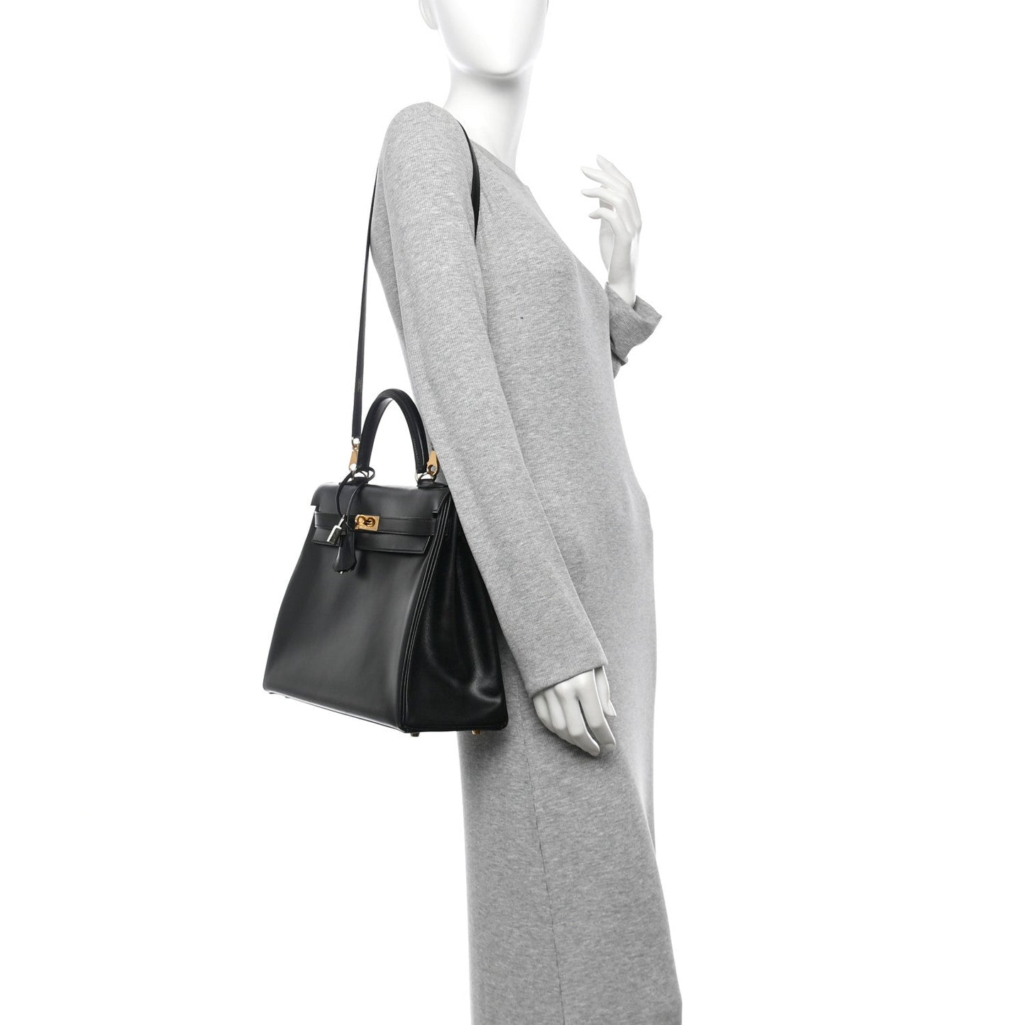 Hermes Box Kelly Retourne Handbag Black Travel Bag 35 Black 1759410