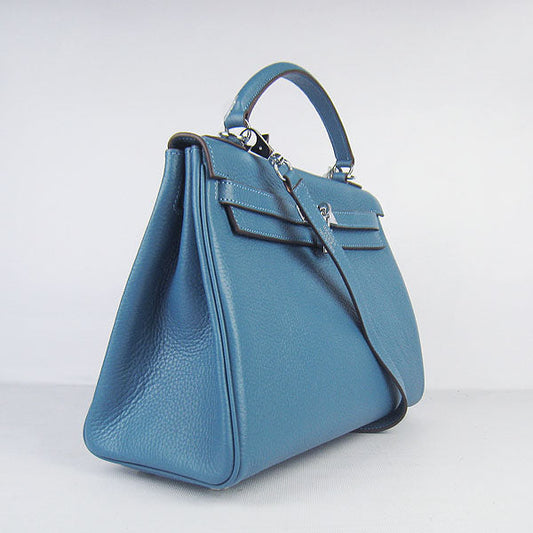 Hermes Luxury Kelly Cm Togo Handbag Leather Blue Travel Bag