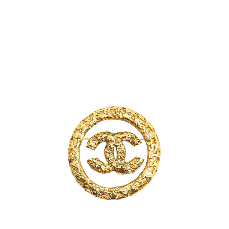 Chanel Gold-Plated Coco Mark Lava Brooch Plastic
