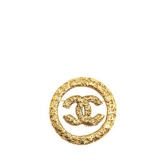 Chanel Gold-Plated Coco Mark Lava Brooch Plastic