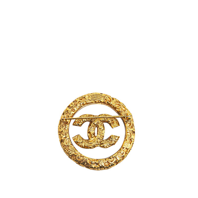 Chanel Gold-Plated Coco Mark Lava Brooch Plastic