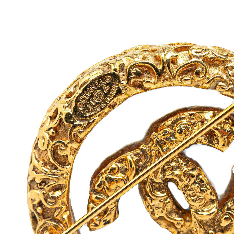 Chanel Gold-Plated Coco Mark Lava Brooch Plastic