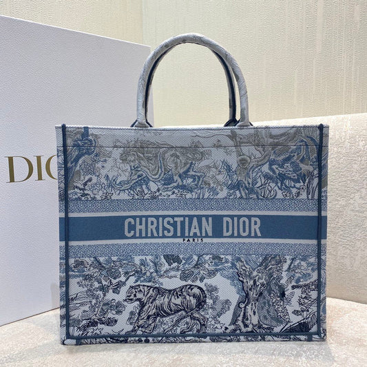 Book Cornely Embroidery Cd White Blue Large Book Tote Shoulder Bag