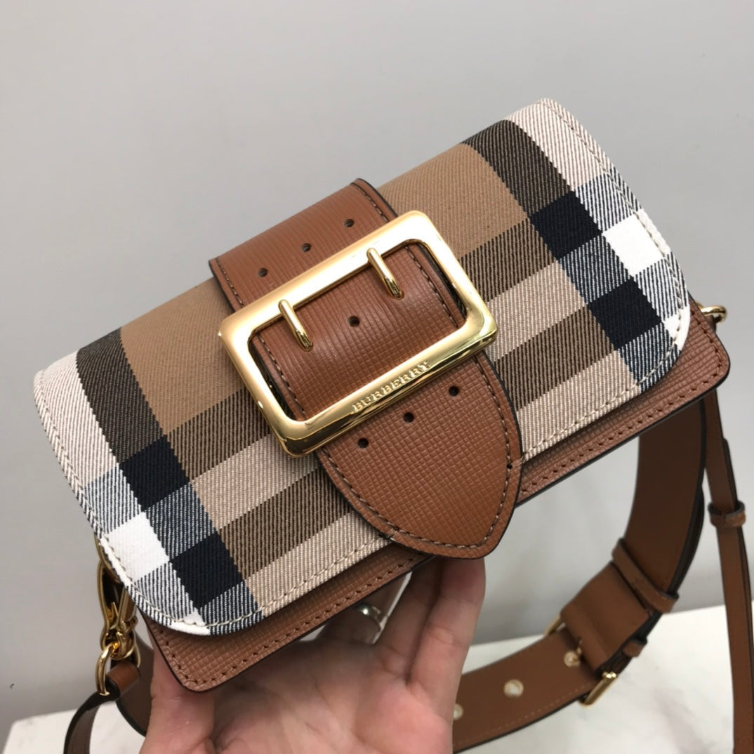 Top Quality Bridle Ho Check And Buckle Brown Small Crossbody Bag