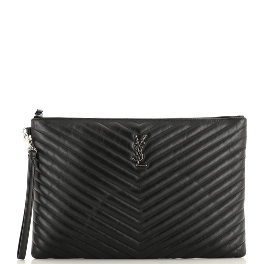 YSL Saint Laurent Luxury Trending Classic Wristlet Pouch Chevron Handbag Leather Monogram Matelasse Travel Bag