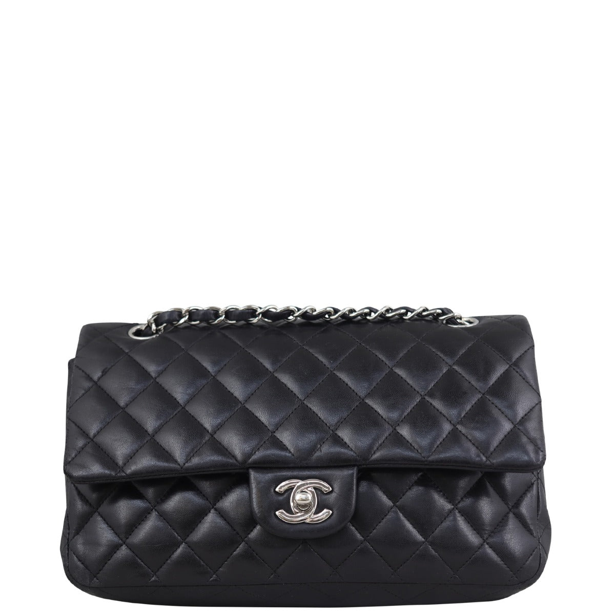 Chanel Classic Double 13 Series Hardware Handbag Silver Medium