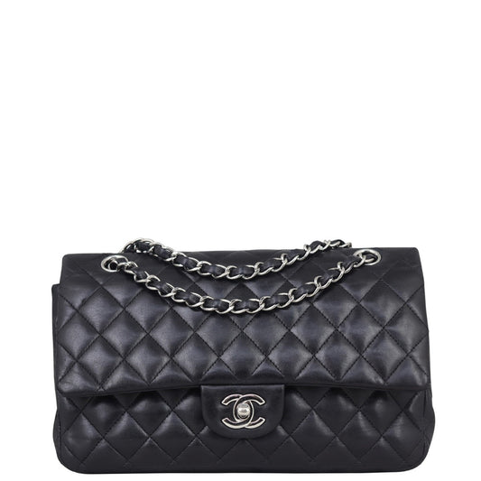 Chanel Classic Double 13 Series Hardware Handbag Silver Medium