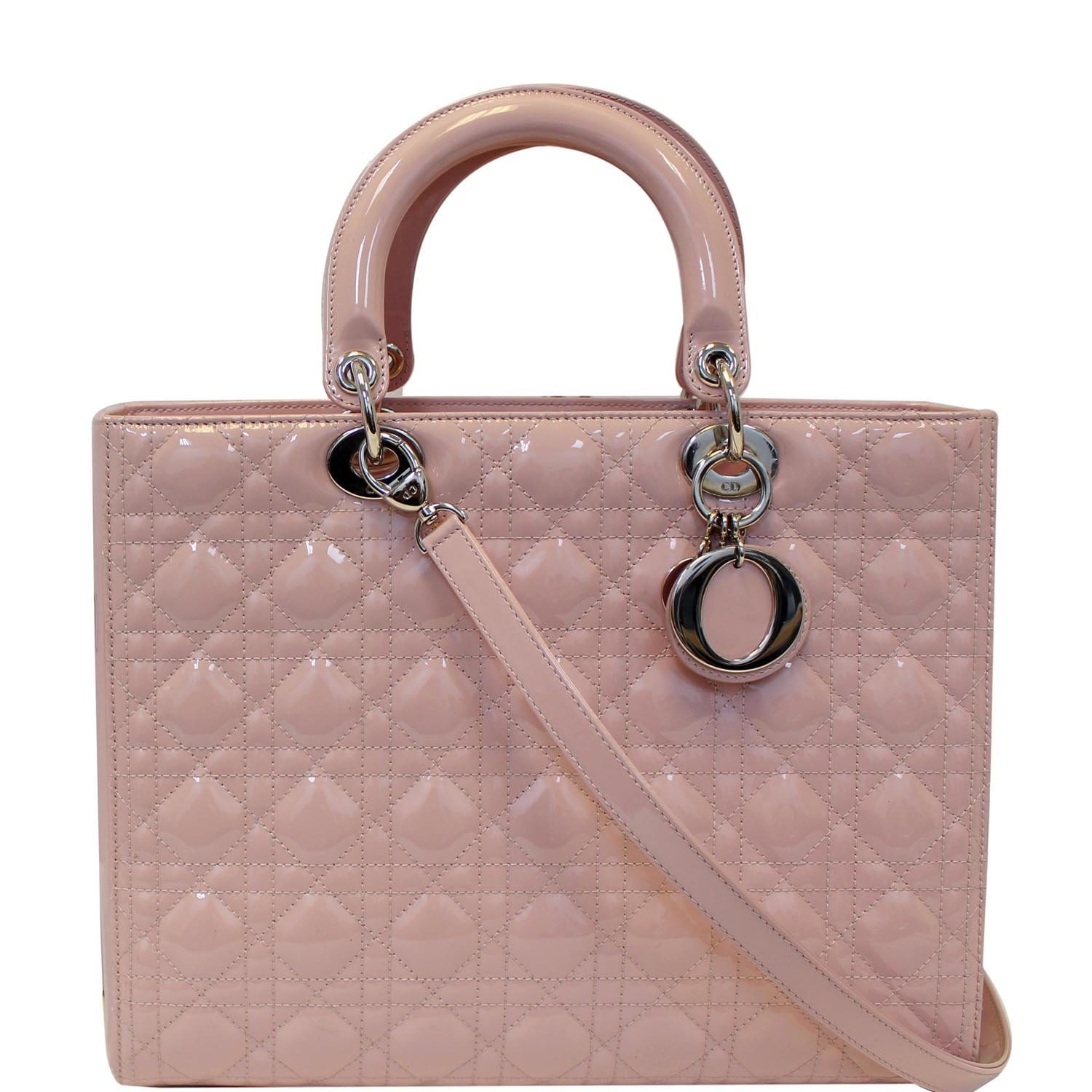 Dior Lady Shoulder Bag Leather Patent Quilted Bag Pink E5425