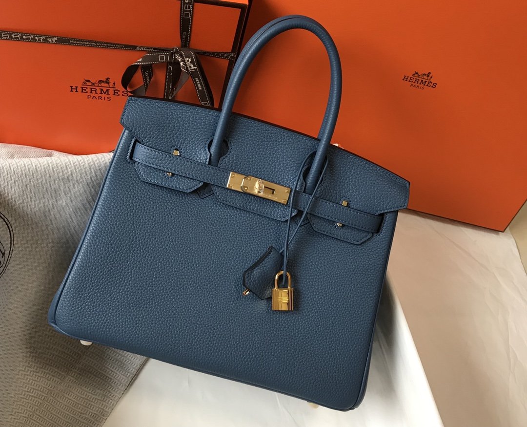 Top Quality Birkin For Women Toned Hardware Blue Gold Travel Bag