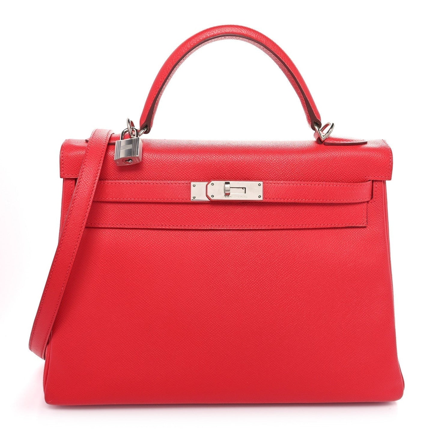 Hermes Epsom Kelly Retourne Vermillion Handbag Travel Bag