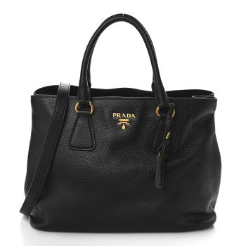 Prada Daino Satchel Rame Vitello Black Satchel Bag