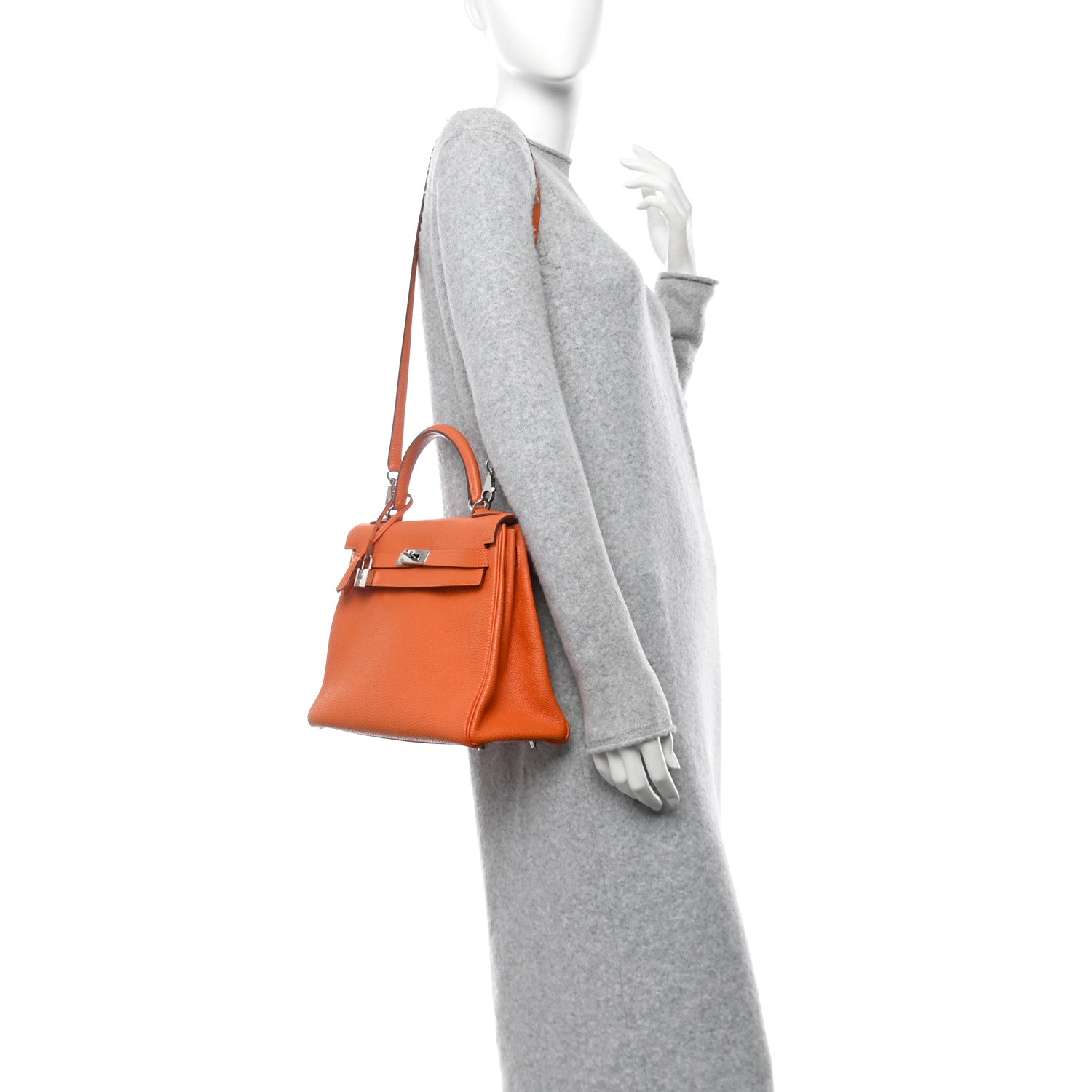 Hermes Togo Kelly Retourne Handbag Orange Travel Bag