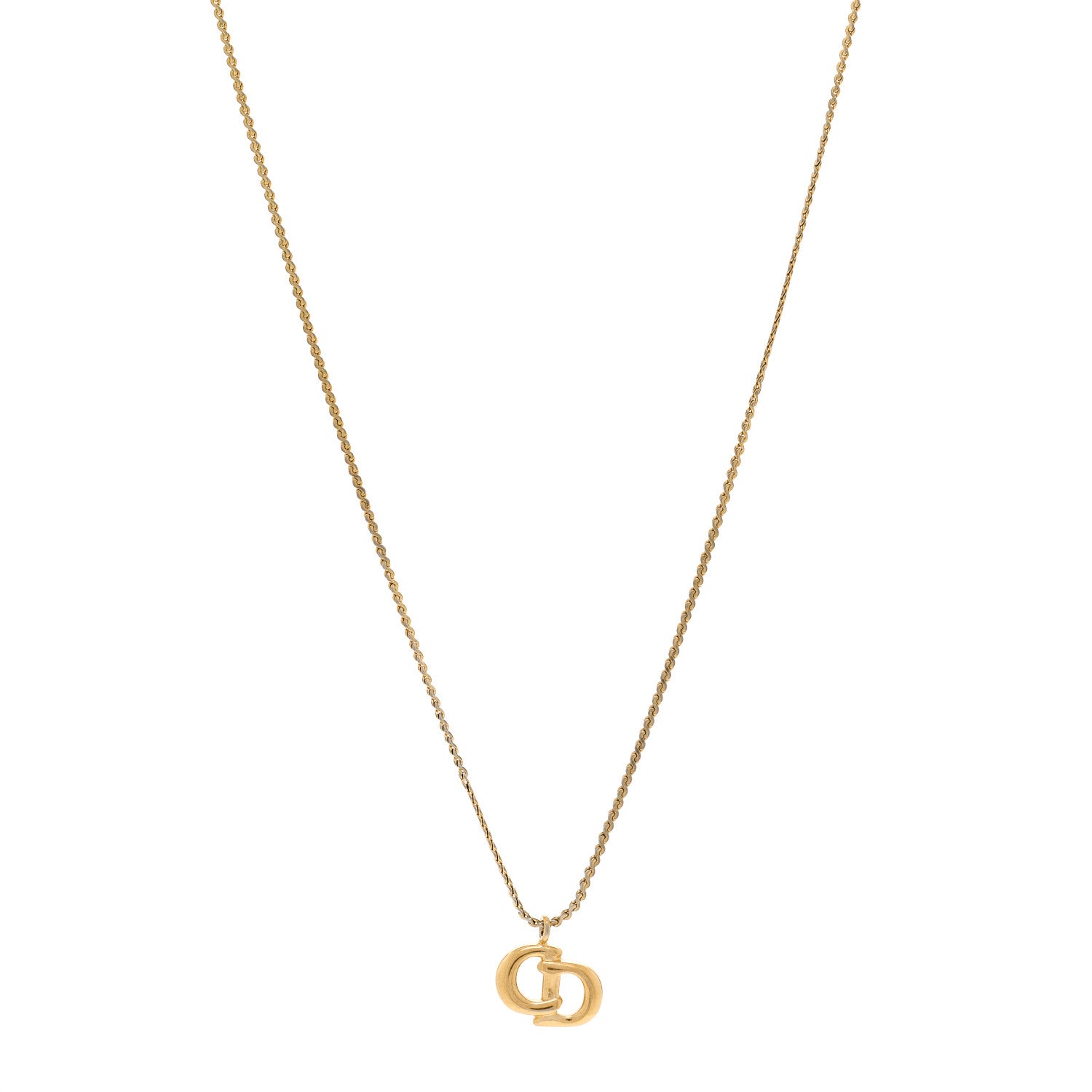 Dior Handbag Christian Crystal CD Pendant Necklace Metal Gold Logo Jewelry