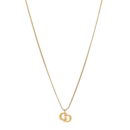 Dior Handbag Christian Crystal CD Pendant Necklace Metal Gold Logo Jewelry