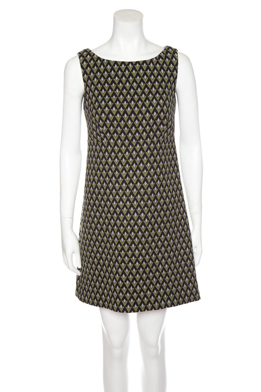Prada Bag and Geometric Pattern Dress SZ 40 Black Green Mini Mini Bag