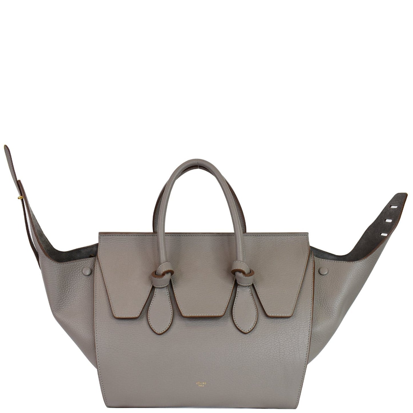 Tie Knot Tote Bag Grey Leather Mini