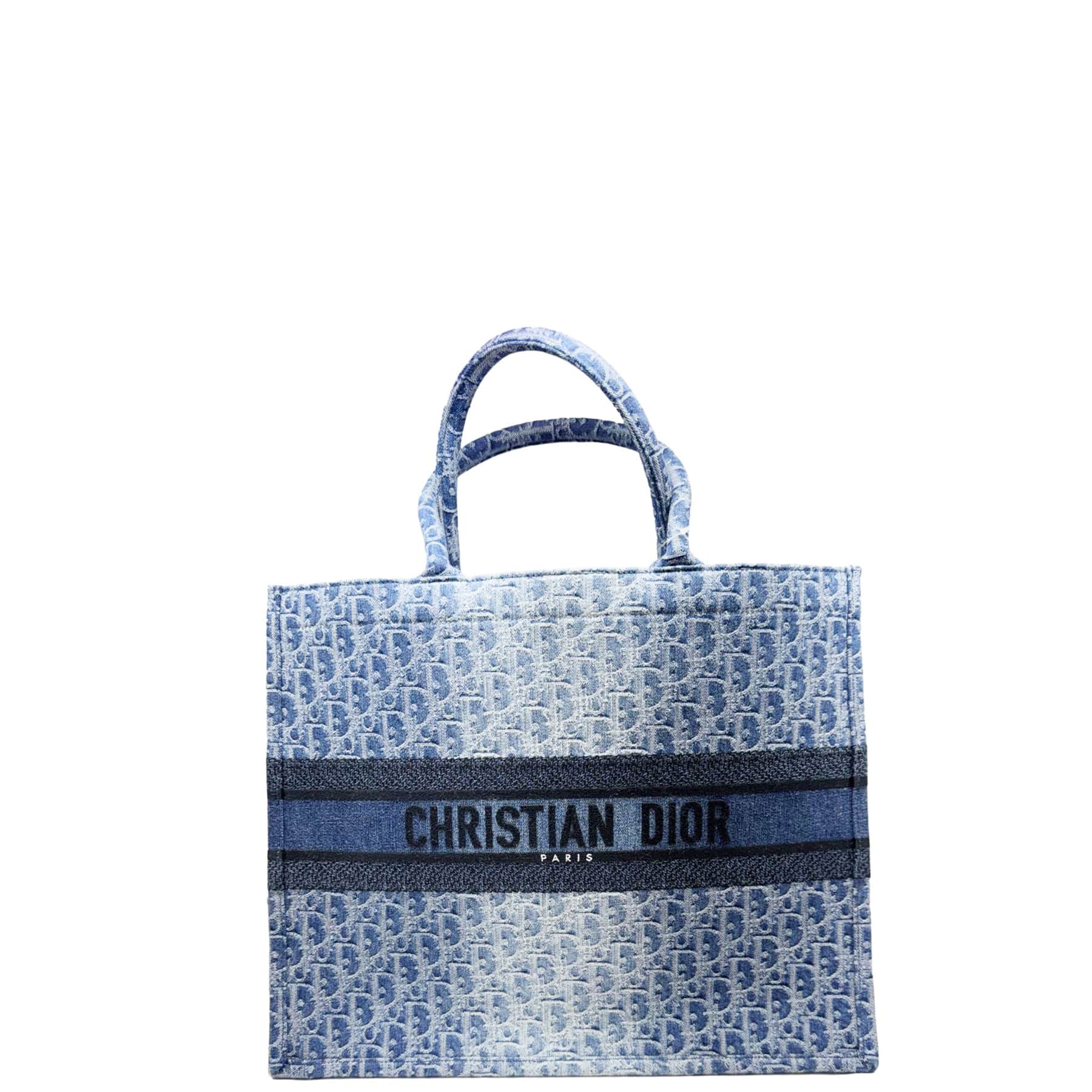 Dior Oblique Book Tote Handbag Denim Blue Tote Bag