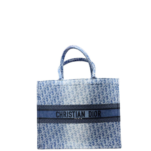 Dior Oblique Book Tote Handbag Denim Blue Tote Bag