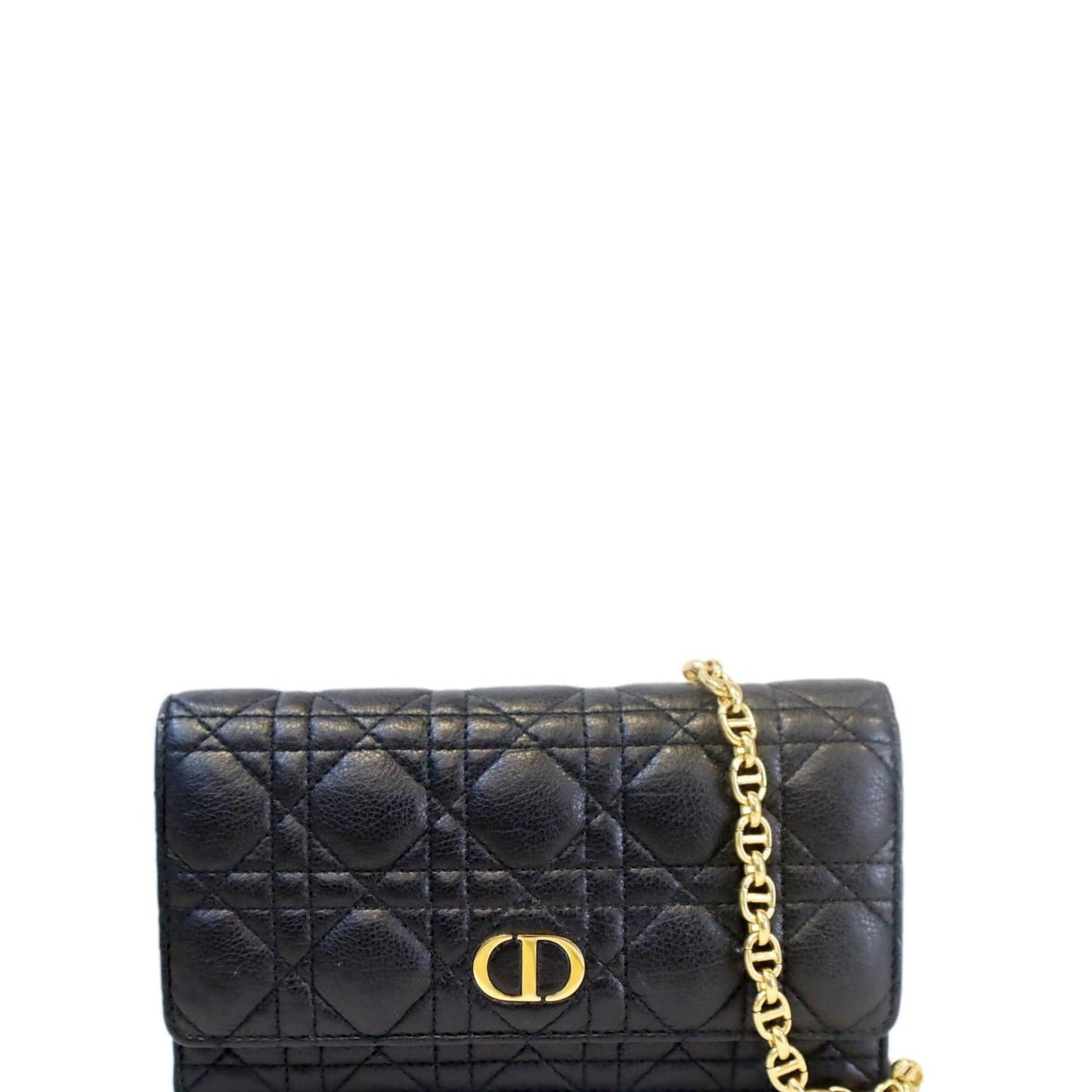 Dior Caro Cannage Calf Shoulder Bag Leather Black