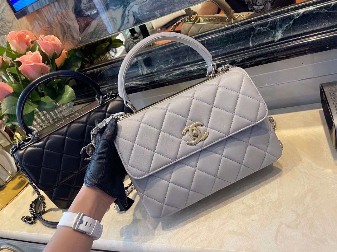 CHL Classic Top Qualityap Toned Gold Grey Flap Travel Bag
