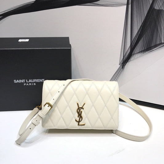 YSL Saint Laurent Ysl Saint Laurent Angie Patent Handbag White For Travel Bag