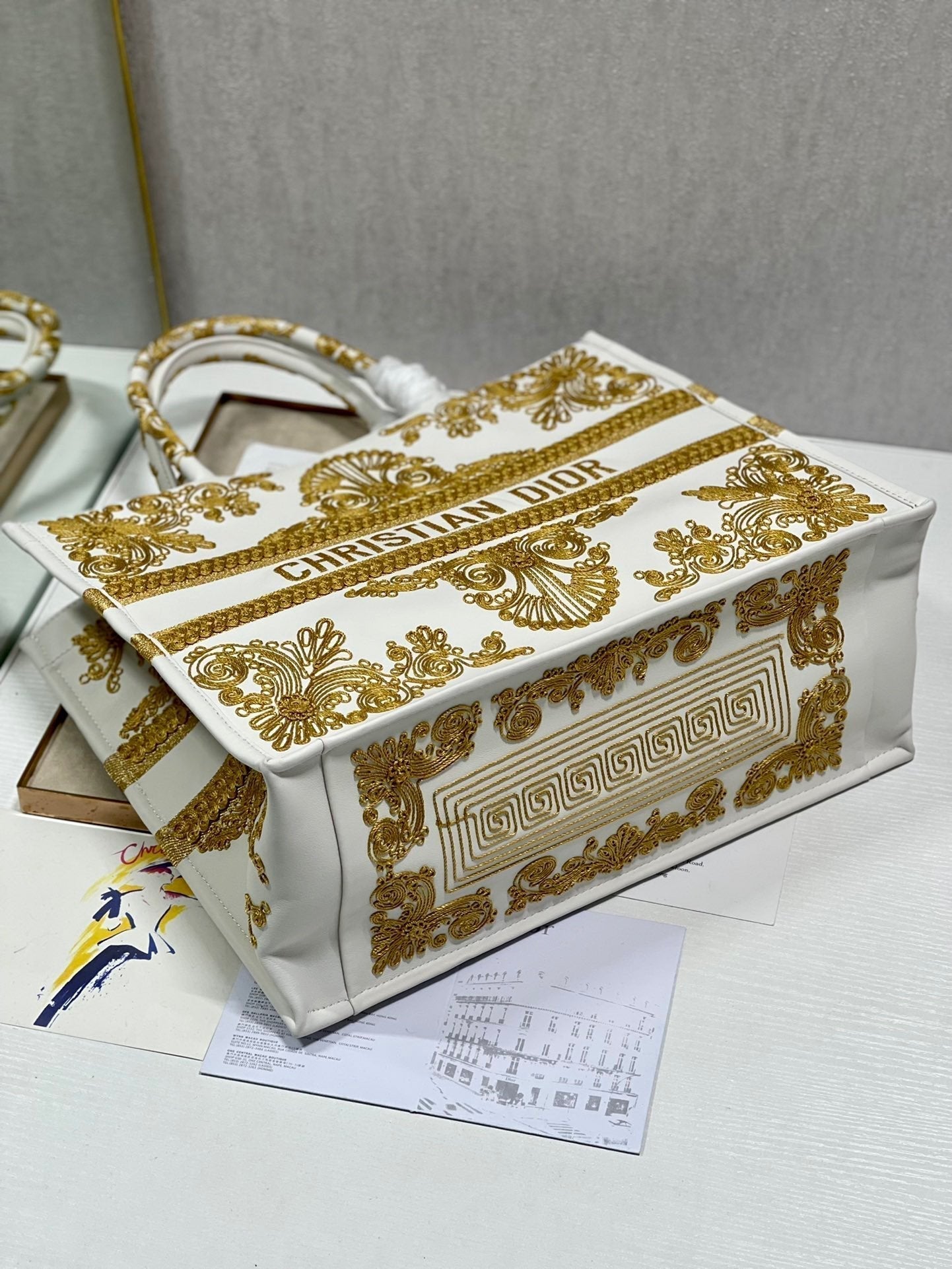 Book Cd White Gold Large Book Tote Bag