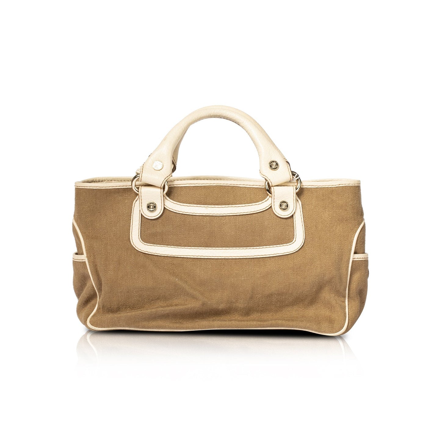 Celine Trimmed Handle Bag Leather Travel Bag