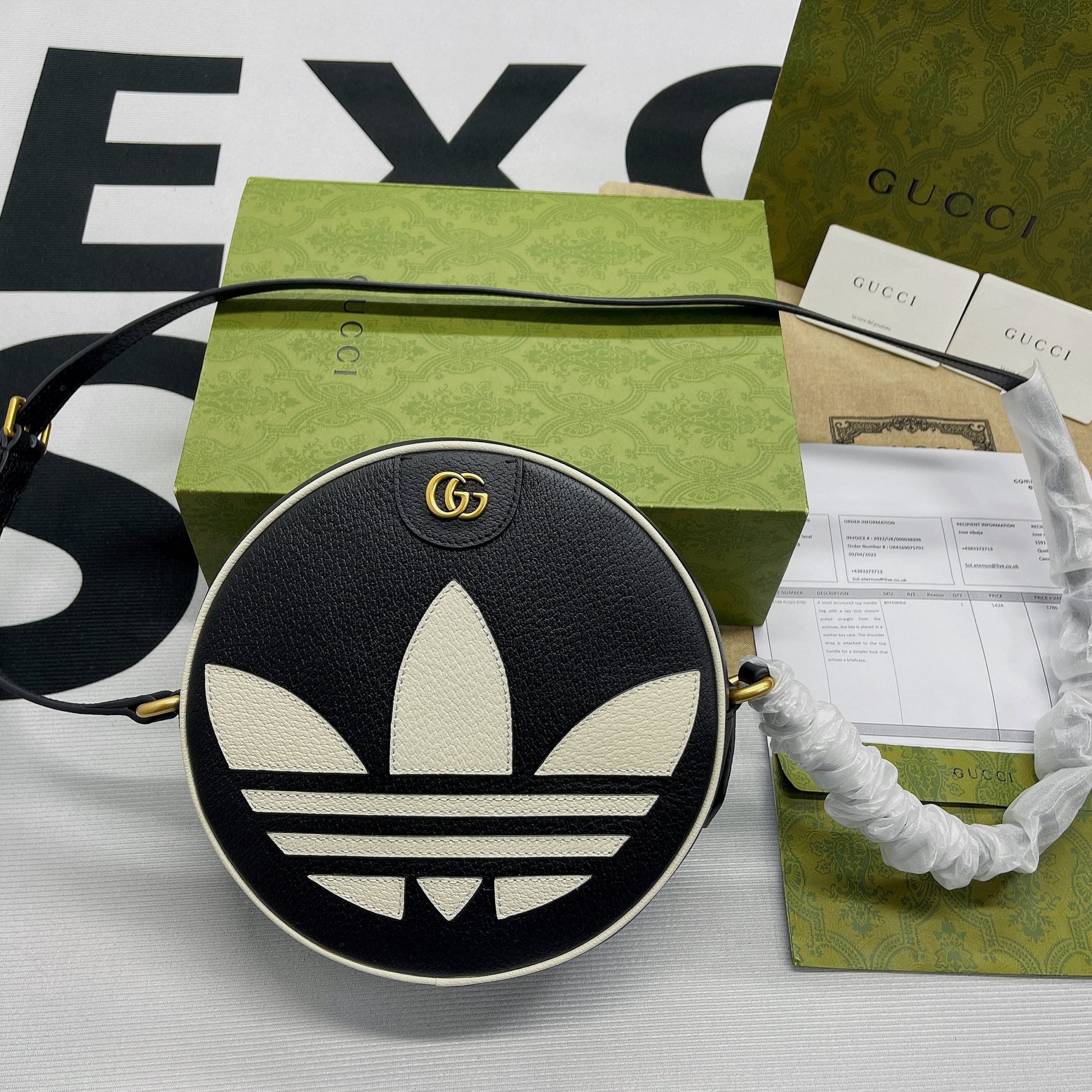 gg x Adidas Ophidia , Black Shoulder Bag