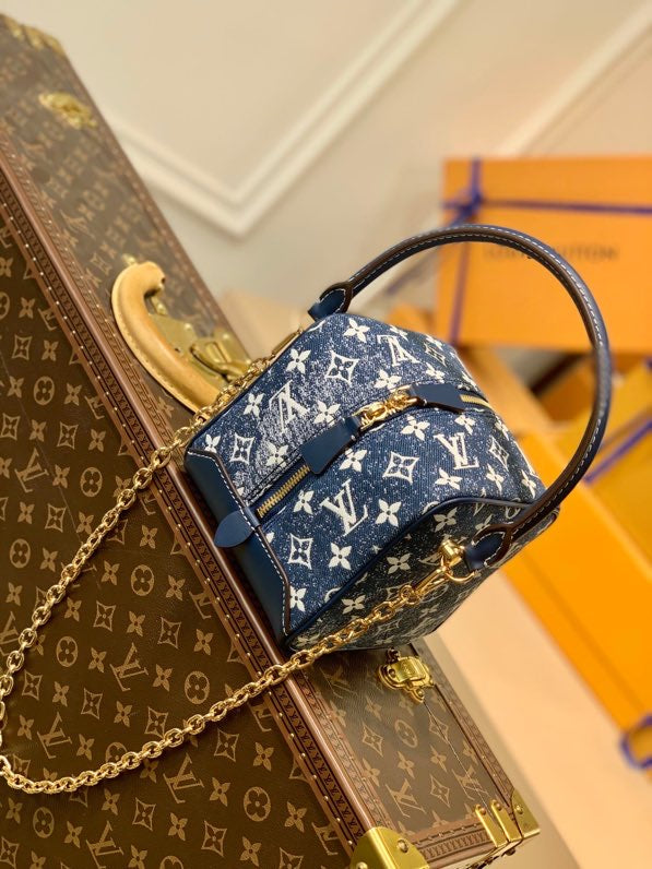 Top Quality Square Bag Jacquard By Nicolas Denim Blue Travel Bag