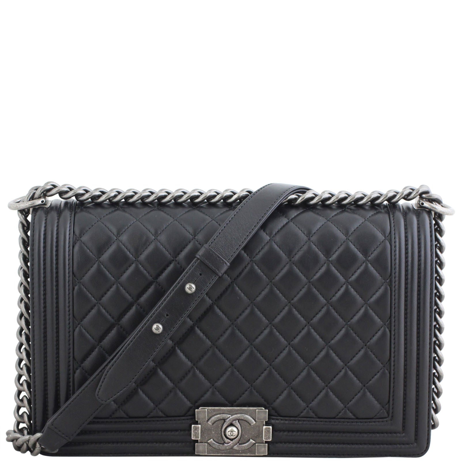 Chanel Boy New Lambskin Handbag Black Medium