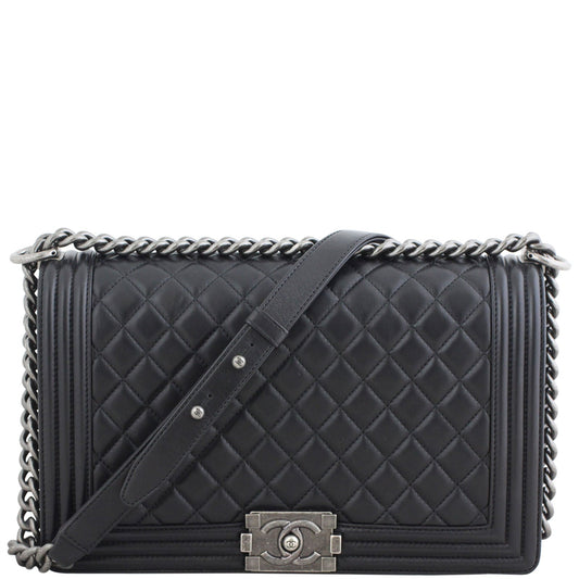 Chanel Boy New Lambskin Handbag Black Medium